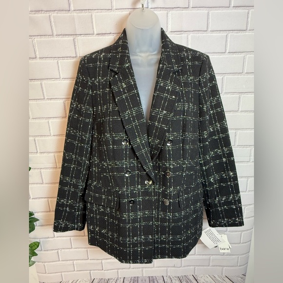 Bar IlI Women's Metallic Plaid black One-Button Blazer/size L - Picture 11 of 15